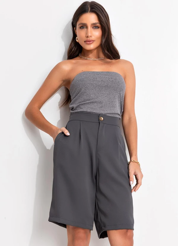 Bimini - Top sem Alça Franzido Lateral Cinza 8