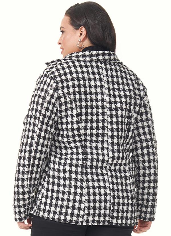 Lisamour - Blazer Feminino Tricot Branco/Preto 3