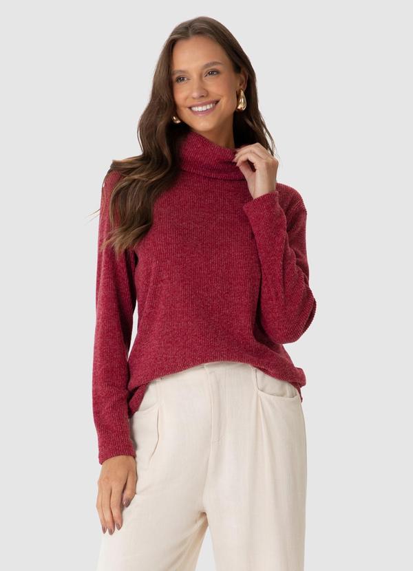 Malwee - Blusa Ampla em Tricot Rajado Vermelho
