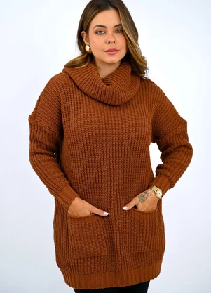 Doce Tom - Blusa com Gola e Bolsos Marrom - DOCE TOM