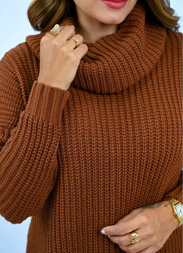 Doce Tom - Blusa com Gola e Bolsos Marrom 2