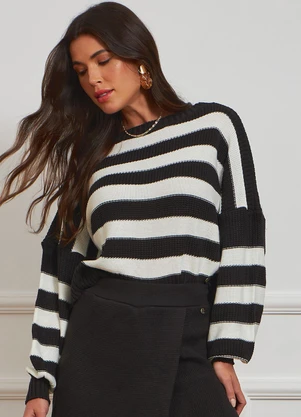 Doce Tom - Blusa Tricot Cora Preto e Natural - DOCE TOM