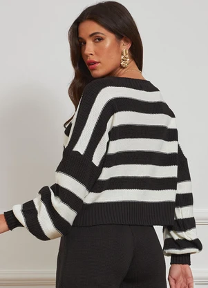 Doce Tom - Blusa Tricot Cora Preto e Natural - DOCE TOM
