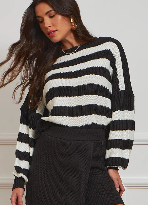 Doce Tom - Blusa Tricot Cora Preto e Natural 5