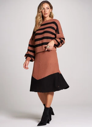 Doce Tom - Blusa Tricot Cora Terracota e Preto - DOCE TOM