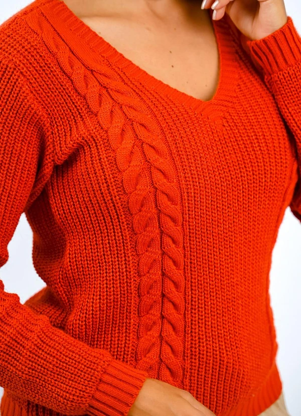 Doce Tom - Blusa Decote em V Trança Laranja 8