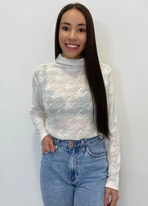 Rafree - Blusa Feminina Tricô Vazado Off Whit - RAFREE