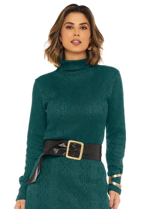 Rafree - Blusa Feminina Tricô Vazado Verde - RAFREE