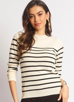 Doce Tom - Blusa Tricot Joana Off e Preto - DOCE TOM