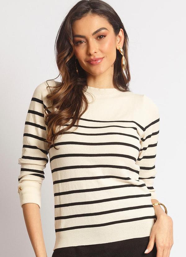 Doce Tom - Blusa Tricot Joana Off e Preto