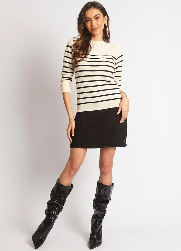 Doce Tom - Blusa Tricot Joana Off e Preto 3