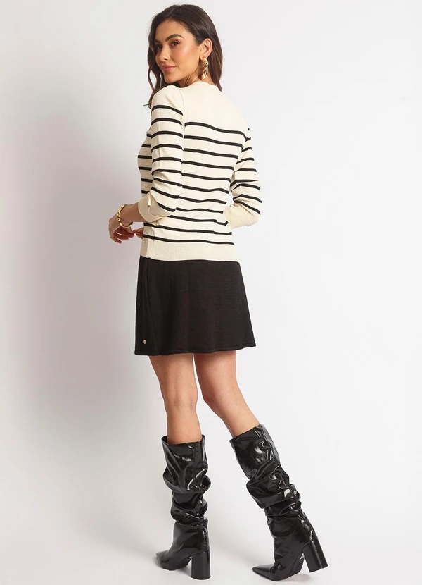 Doce Tom - Blusa Tricot Joana Off e Preto 4