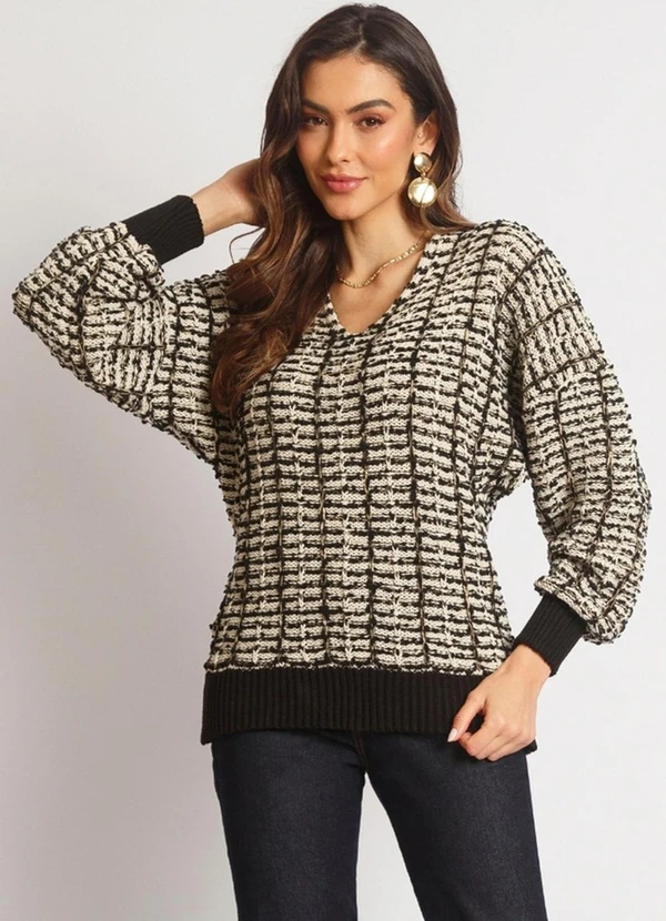Doce Tom - Blusa Tricot Kira Off e Preto