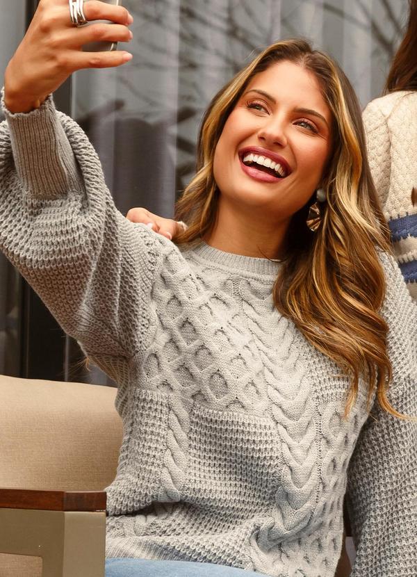 Doce Tom - Blusa Tricot Nicole Cinza