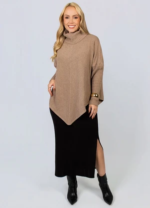 Doce Tom - Blusa Tricô Gola Alta Areia - DOCE TOM