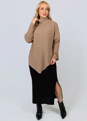 Doce Tom - Blusa Tricô Gola Alta Areia - DOCE TOM
