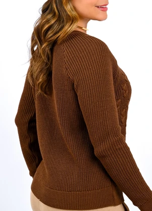 Doce Tom - Blusa Trico Trança Marrom - DOCE TOM