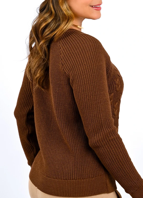 Doce Tom - Blusa Trico Trança Marrom 2