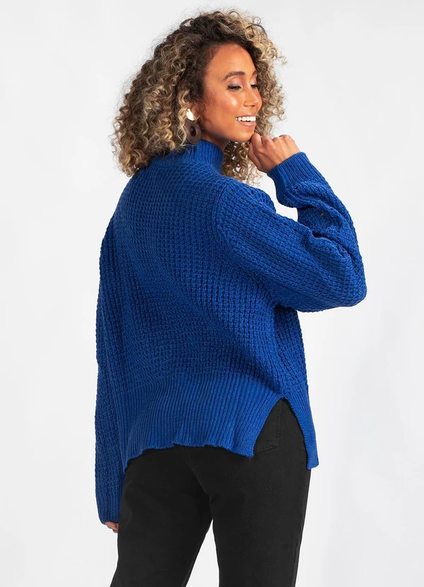 Hering - Blusão Amplo Gola Alta de Tricot Azul 5