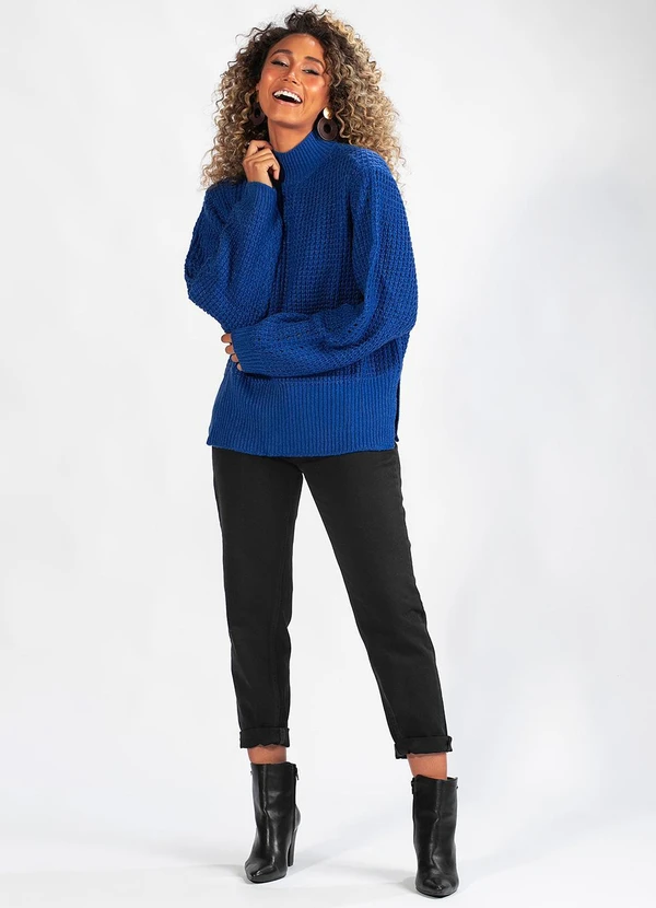 Hering - Blusão Amplo Gola Alta de Tricot Azul 6