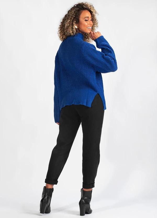 Hering - Blusão Amplo Gola Alta de Tricot Azul 7