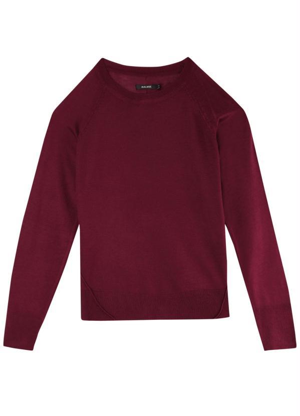 Malwee - Blusão Bordô em Tricô com Recorte