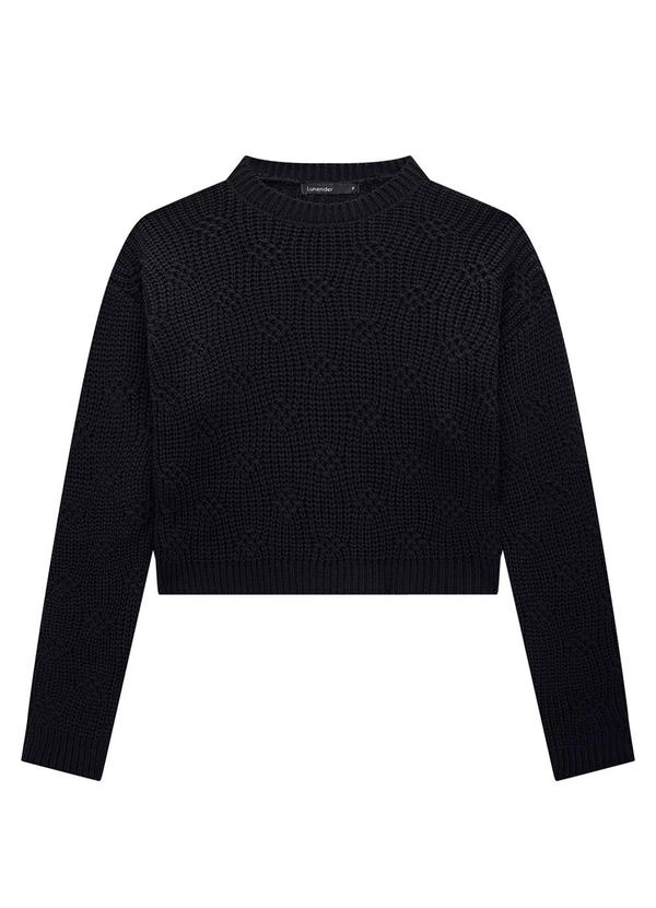 Lunender - Blusão Cropped em Tricô com Gola Alta Preto 5