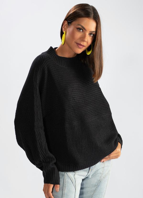 Hering - Blusão de Tricot Manga Longa Preto