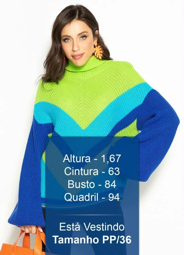 Colcci - Blusão de Tricot Tricolor Azul 5