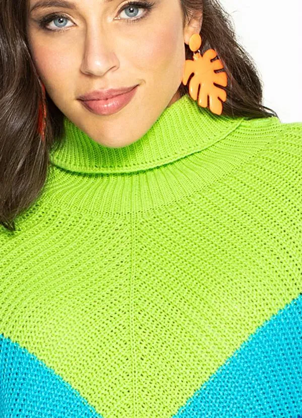 Colcci - Blusão de Tricot Tricolor Azul 6