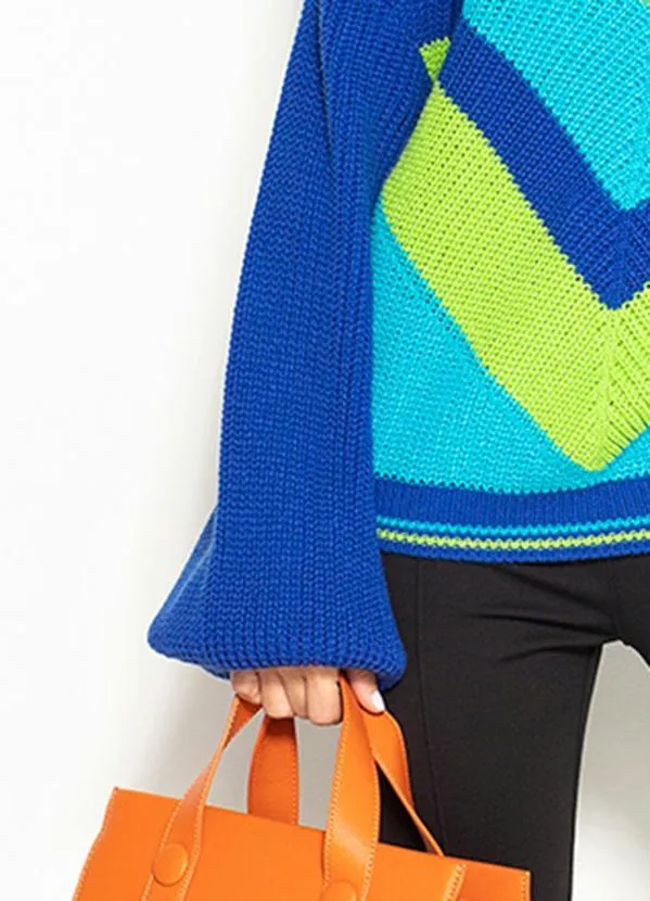 Colcci - Blusão de Tricot Tricolor Azul 7