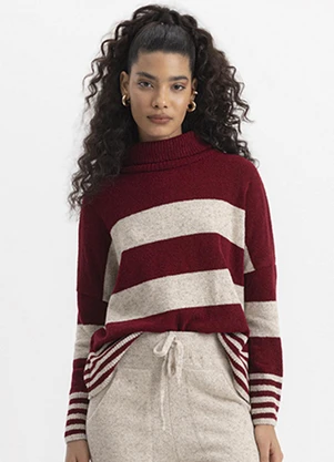 Essendi - Blusão Feminino em Tricot Bordô - ESSENDI