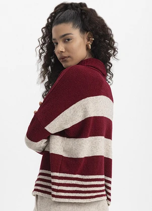 Essendi - Blusão Feminino em Tricot Bordô - ESSENDI