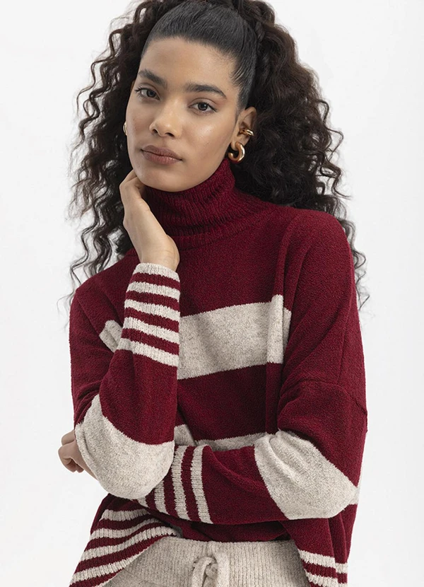 Essendi - Blusão Feminino em Tricot Bordô 6