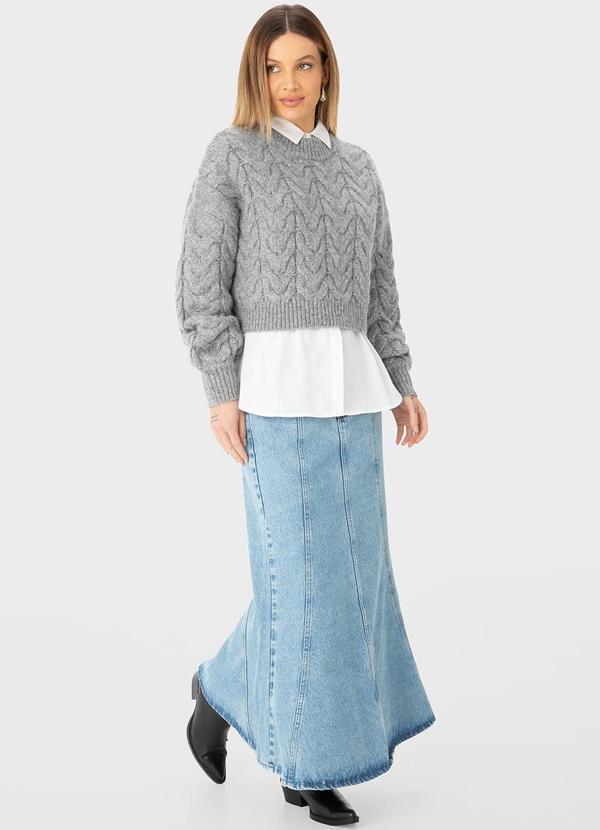 Enfim - Blusão Suéter em Tricô Cinza 2