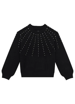 Enfim - Blusão Suéter em Tricô com Pérolas Preto - ENFIM
