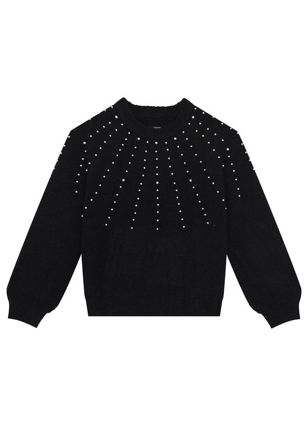Enfim - Blusão Suéter em Tricô com Pérolas Preto