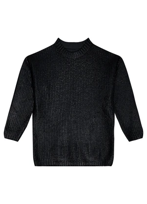 Enfim - Blusão Suéter em Tricô Metalizado Preto - ENFIM