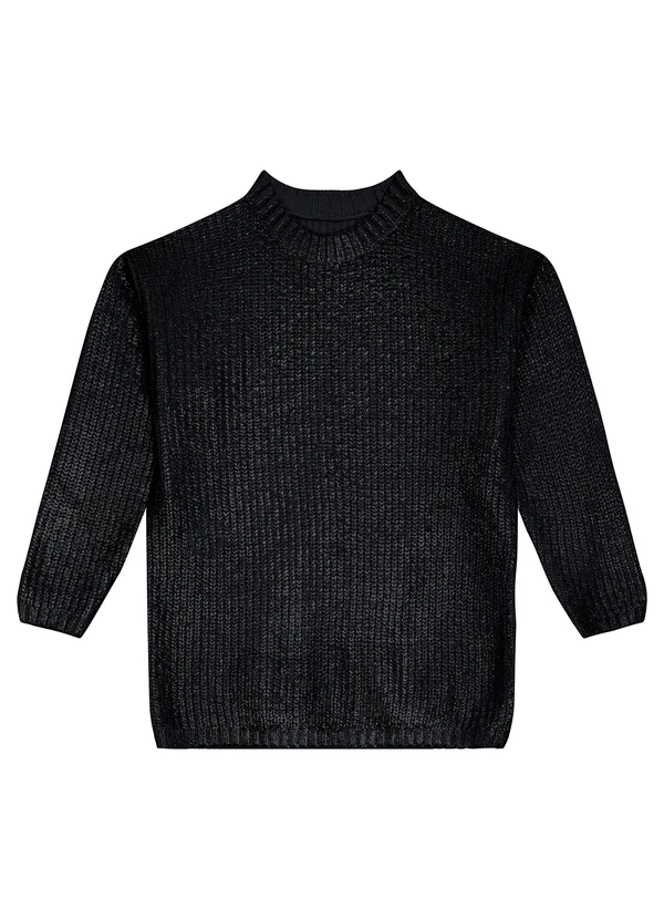 Enfim - Blusão Suéter em Tricô Metalizado Preto