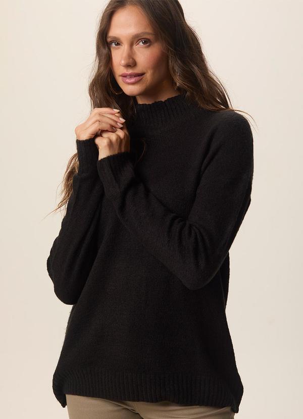 Malwee - Blusão Suéter em Tricô Oversized Preto