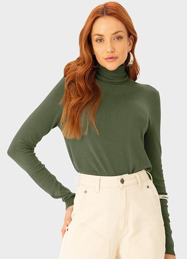 Enfim - Blusão Suéter em Tricô Verde