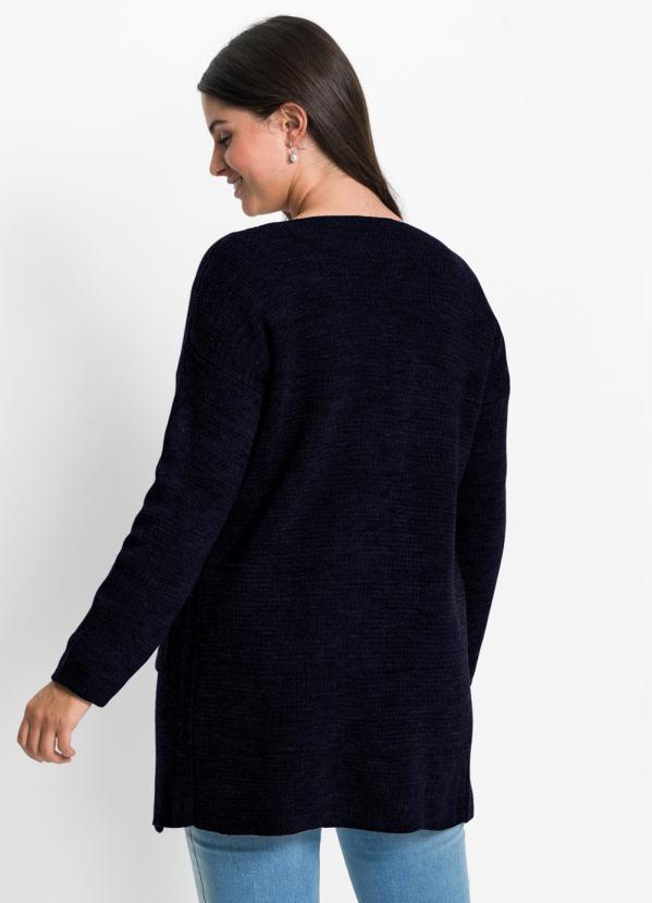 Outlet - Cardigan Alongado com Pérolas Azul Marinho 7