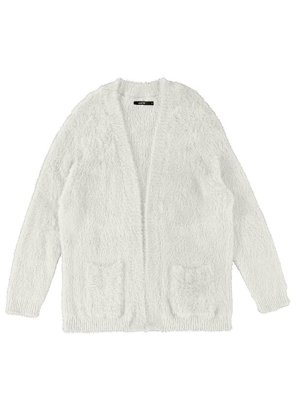 Enfim - Cardigan Alongado em Tricô Felpado Bege