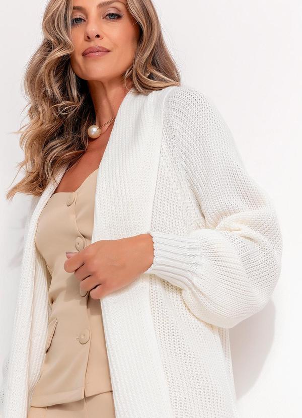 Quintess - Cardigan Alongado Off White em Tricô 6