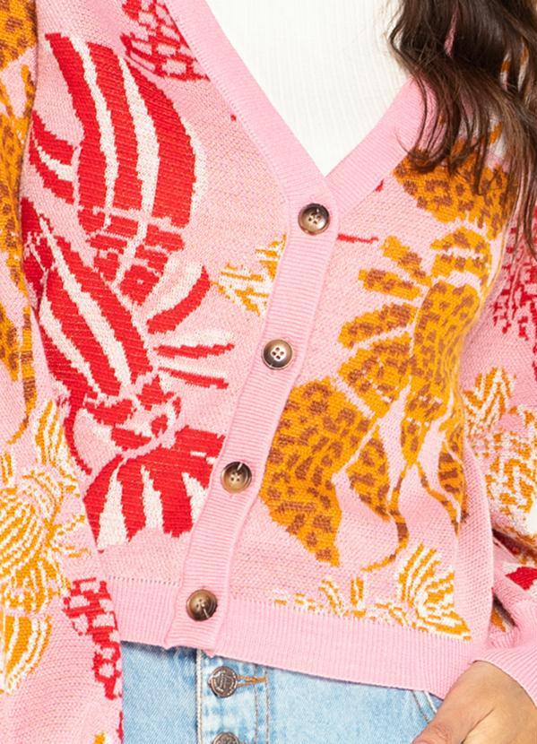 Farm - Cardigan Curto de Tricot Lagostinha Rosa 6