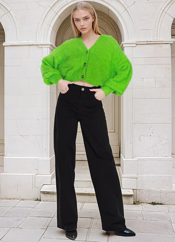 Farm - Cardigan Curto de Tricot Pelinho Verde 3