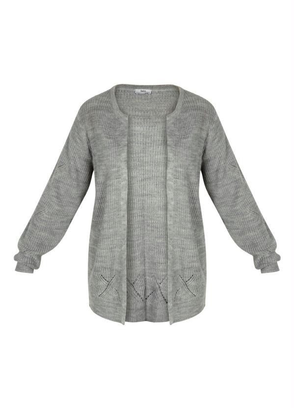 bonprix - Cardigan de Tricô Ponto Trabalhado Cinza Mescla 5