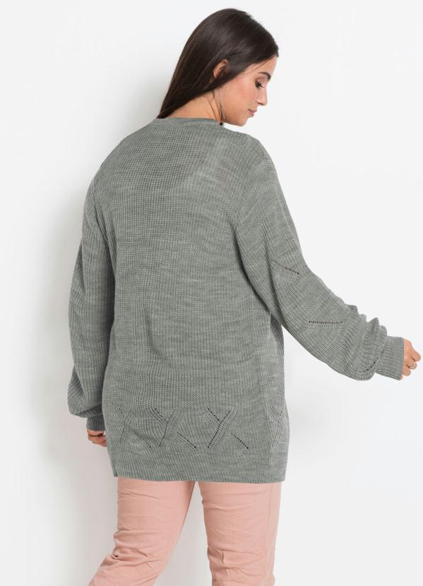 bonprix - Cardigan de Tricô Ponto Trabalhado Cinza Mescla 7