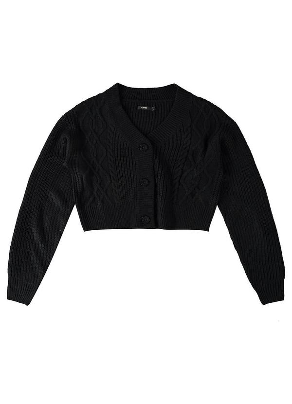 Enfim - Cardigan Feminino em Tricô Preto