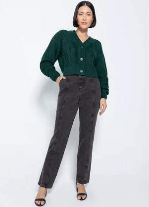Enfim - Cardigan Feminino em Tricô Verde - ENFIM